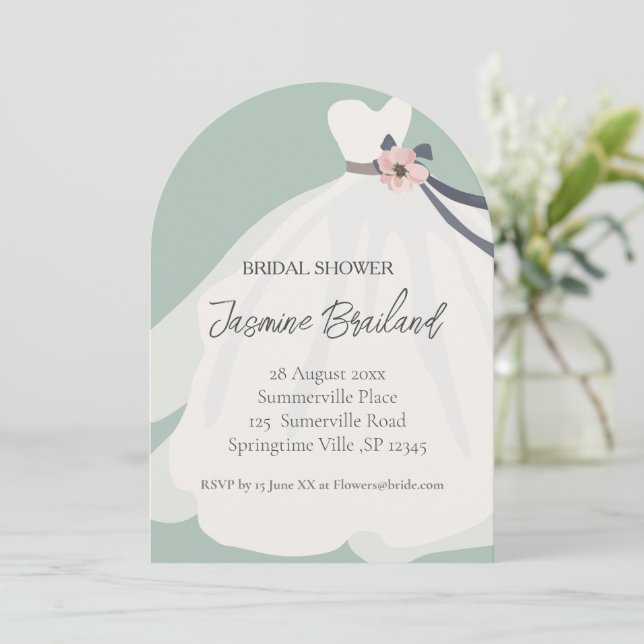 Möhippan Mint Blommigt Bride Gown Inbjudningar (Stående Fram)