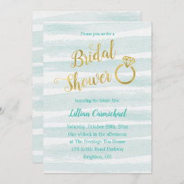 Möhippan Mint Grönt och Guld Watercolor Inbjudningar