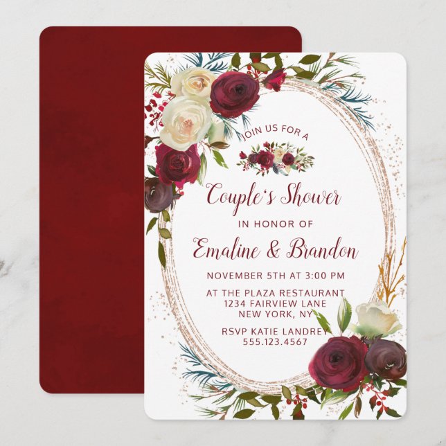 Möhippan Mistletoe Manor Oval Ram Couple Inbjudningar (Fram/baksida)