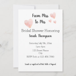 Möhippan Modern Black and White Rosa Hearts Inbjudningar