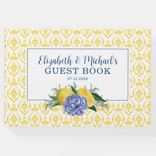 Möhippan Modern Blommigt Lemon Gästböcker (Framsida)