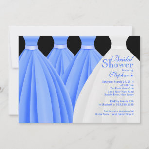Möhippan Modern Blue Bridesmaids Bride Dress Inbjudningar
