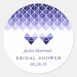 Möhippan Modern Blue Geometric Kärlek Hearts Runt Klistermärke