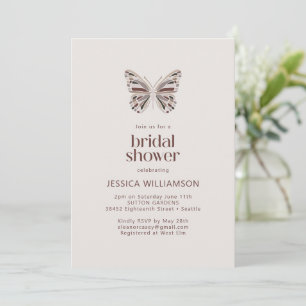 Möhippan Modern Boho Butterfly Burgundy Taupe Inbjudningar