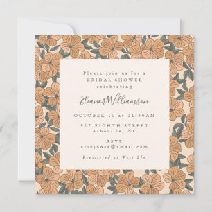 Möhippan Modern Boho Gult Blommigt Square Inbjudningar