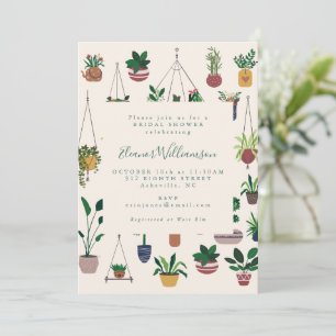 Möhippan Modern Boho Plant Illustration Inbjudningar