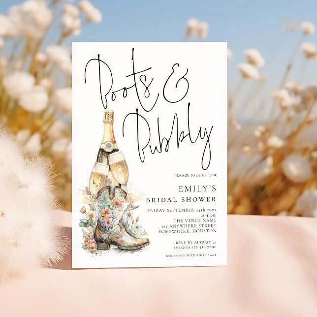 Möhippan Modern Boots Bubly Cowgirl Inbjudningar (Skapare uppladdad)