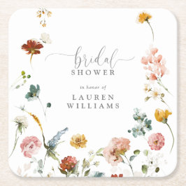 Möhippan Modern Botaniska trädgårdsblommor Underlägg Papper Kvadrat