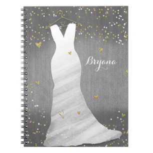 Möhippan Modern Bröllop Dress Confetti Hearts Anteckningsbok