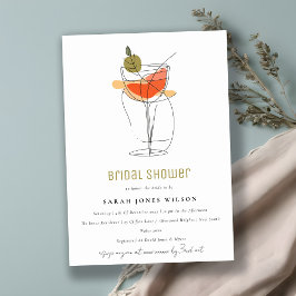 Möhippan Modern Cocktail Vin Line Teckning Inbjudningar