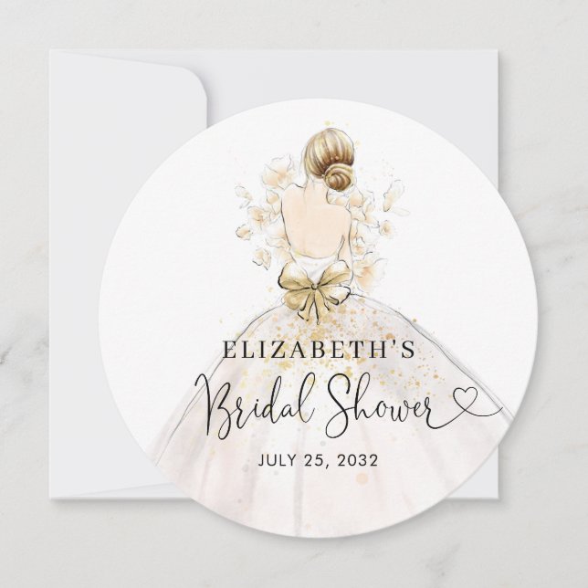 Möhippan Modern Elegant Bride Bröllop Gown Inbjudningar (Framsida)