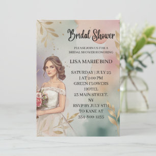 Möhippan Modern Elegant Bride Bröllop Gown Inbjudningar