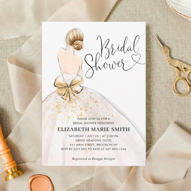 Möhippan Modern Elegant Bride Bröllop Gown Inbjudningar (Skapare uppladdad)