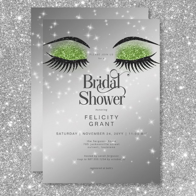 Möhippan Modern Emerald Grönt Glam Ögon Inbjudningar (Modern Emerald Green Glam Eyes Bridal Shower Invitation)
