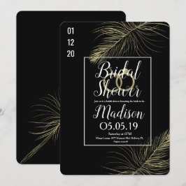 Möhippan Modern Gold Foil Feather Black Inbjudningar