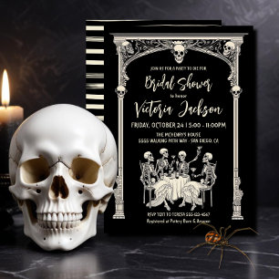 Möhippan Modern gotiic Skeleton Bachelorette Inbjudningar