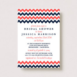 Möhippan Modern marin och koral Chevron Inbjudningar