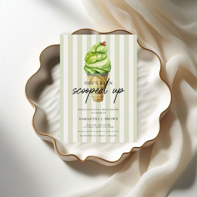 Möhippan Modern Matcha Ice Cream Inbjudningar (Skapare uppladdad)