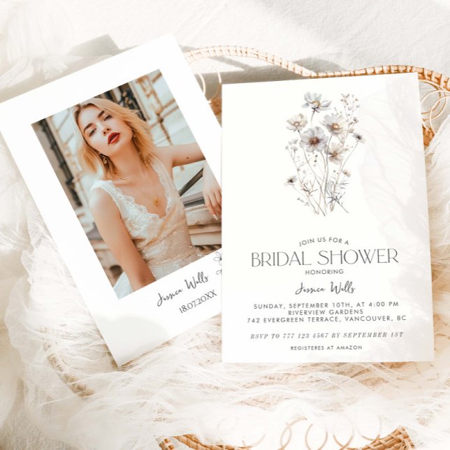 Möhippan Modern Minimalist WildblomBouquet Inbjudningar (Skapare uppladdad)