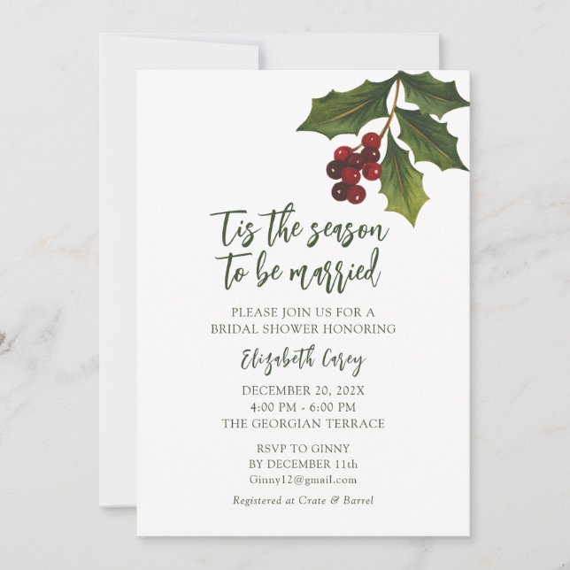 Möhippan Modern Mistletoe | Jul Holly Inbjudningar (Framsida)