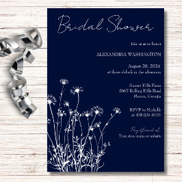 Möhippan Modern Navy & White Wildblomma Inbjudningar