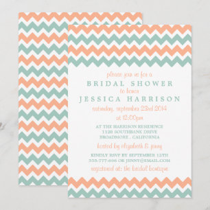 Möhippan Modern persiko & Mint Chevron Inbjudningar