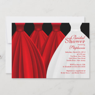 Möhippan Modern Red Bridesmaids Bride Dress Inbjudningar