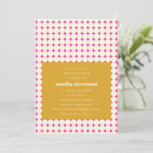 Möhippan Modern Retro Rosa Gult Dots Inbjudningar