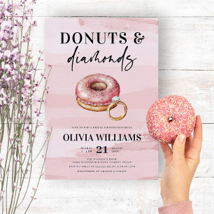 Möhippan Modern Rosa Donuts och Diamonds Inbjudningar