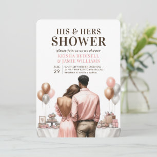 Möhippan Modern Rosa Par Shower Inbjudningar