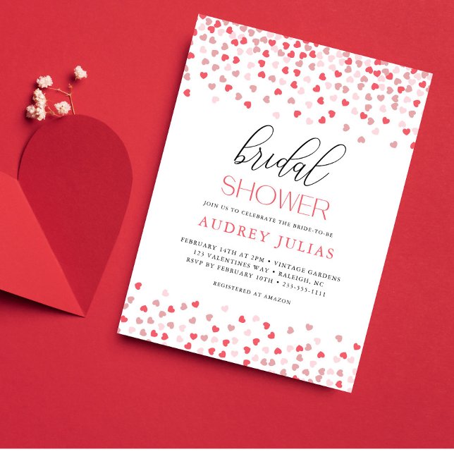 Möhippan Modern Rosa Red Hearts Valentineser Inbjudningar (Skapare uppladdad)