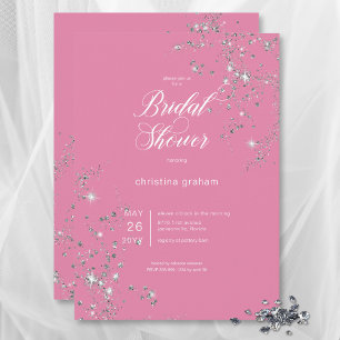 Möhippan Modern Rosa & White Glam Diamonds Inbjudningar