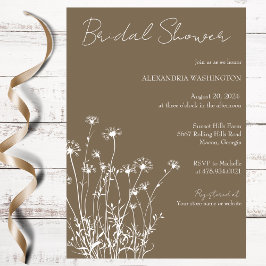 Möhippan Modern Taupe & White Wildblomma Inbjudningar