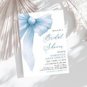 Möhippan Modern Trendig Coquette Blue Bow Inbjudningar