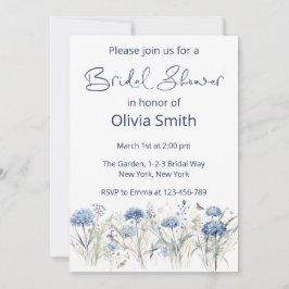 Möhippan Modern Watercolor Blue Wildblommor Inbjudningar