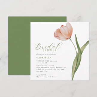 Möhippan Modern Watercolor Peach Tulip Inbjudningar