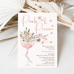 Möhippan Modern Wildblomma Pearl och Prosecco Inbjudningar
