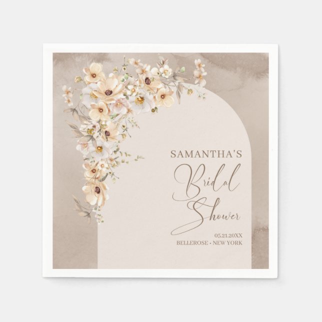 Möhippan Modern Wildblomme Ivory Arch Ram Pappersservett (Framsidan)