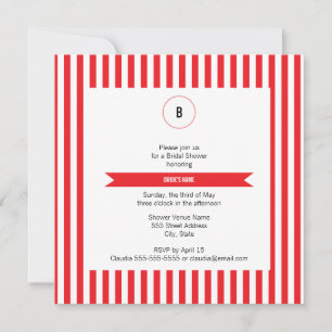 Möhippan Monogram Red and White Rand Mönster Inbjudningar