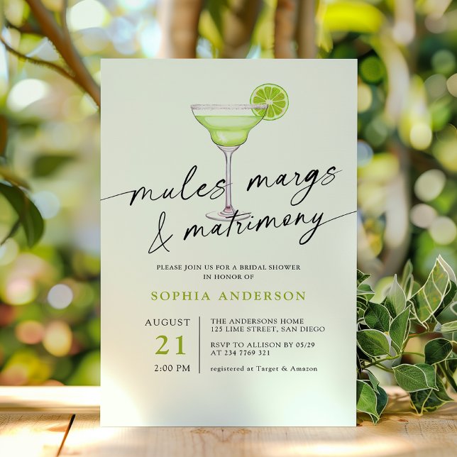 Möhippan Mules Margs & Matrimony Grönt Lime Inbjudningar (Skapare uppladdad)