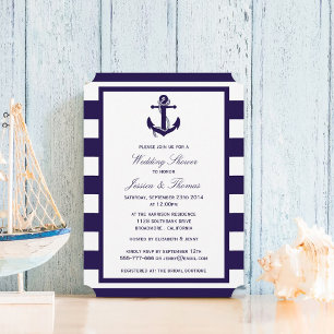 Möhippan Nautical Anchor Navy Blue Rand Inbjudningar