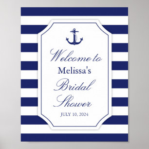 Möhippan Nautical Anchor Navy Blue Rand Poster