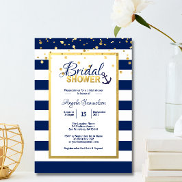 Möhippan Nautical Guld Navy Blue Rand Inbjudningar