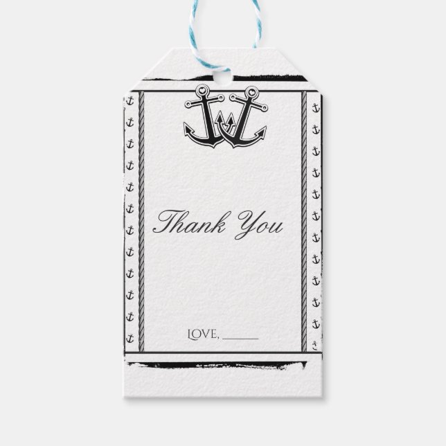Möhippan Nautical Kärlek Anchors Beach Wedding Presentetikett (Framsidan)