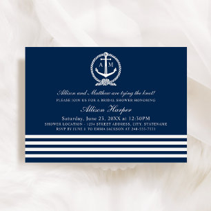 Möhippan Nautical Navy Blue and White Rand Inbjudningar