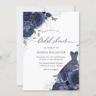 Möhippan Navy Blue Ro & Dress Silver Inbjudningar