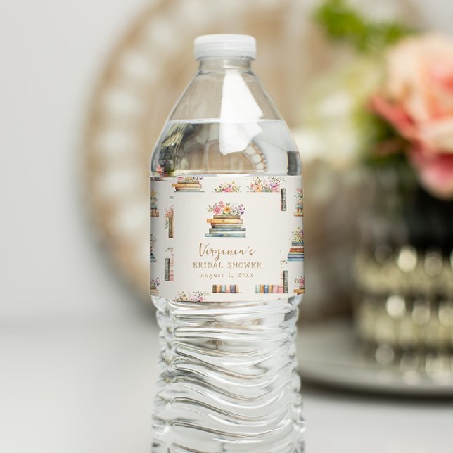 Möhippan Nytt kapitel Bokar Vattenflaskor Etikett (A New Chapter Books Bridal Shower Water Bottle Label by Painted Paperie
)