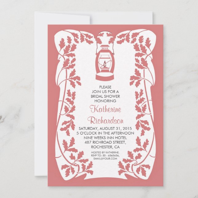 Möhippan Oljelör och Träd (rustic) Inbjudningar (Framsida)