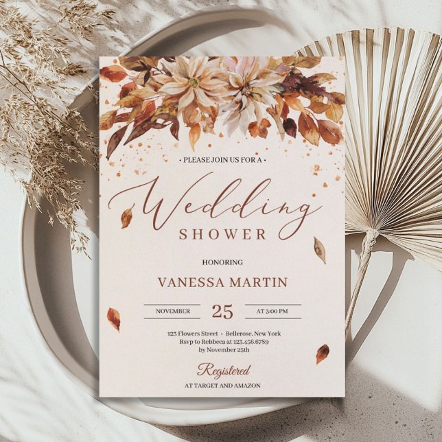 Möhippan Orange Flowers Marigold Inbjudningar (Autumn Orange Flowers Marigold Wedding Shower Invitation)
