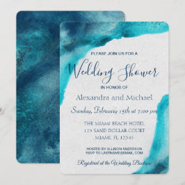 Möhippan Organic Ocean Blue Watercolor Inbjudningar